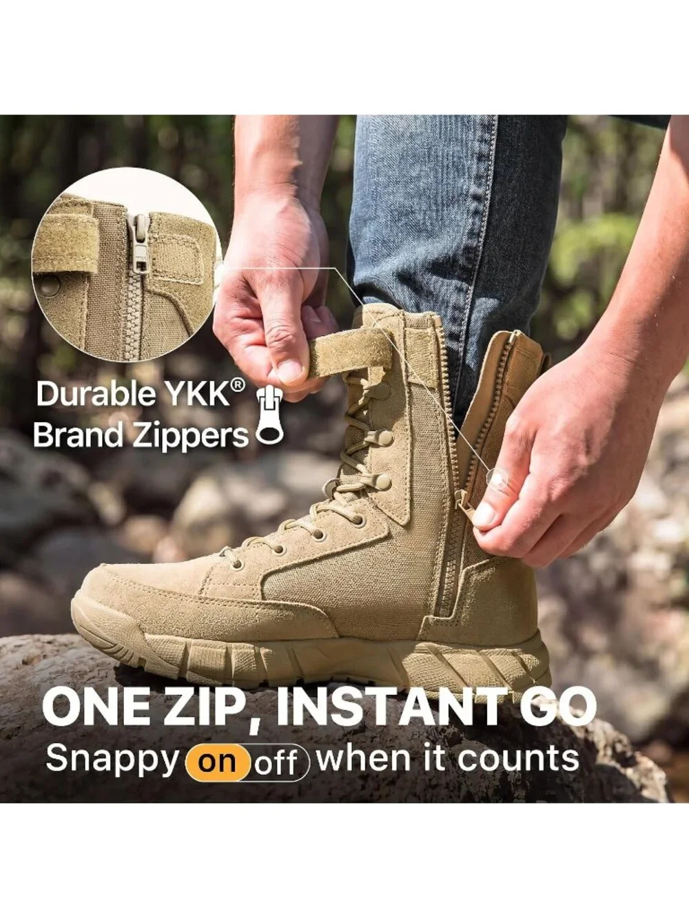 Men's Tan Combat Boots Durable Suede Leather Military Army Work Desert Boot